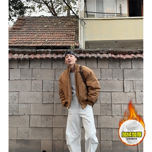 棉衣5W件现货冬季美拉德立领飞行夹克廓形高街棒球服加棉加厚外套,男装夹克,电商A486