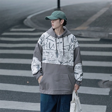 特P55限98高品质纯棉2024秋冬拼接复古连帽卫衣男潮流上衣XW221，男装卫衣，电商B370