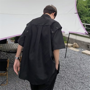 2024夏季新款金属标衬衣短袖男女设计师款高级感潮牌上衣-C0335图片