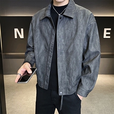 美式皮衣男2025新款秋季复古潮牌宽松机车皮夹克A313-2582-P165，男装皮衣，电商A313