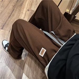 华夫格裤男秋冬款垂感休闲裤潮牌ins直筒运动重磅卫裤K2721-P28
