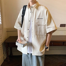 wassuphappy黑色长袖衬衫男春秋季潮流痞帅宽松上衣复古休闲外套，男装夹克，星座218-1（原230）