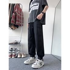 港风大码宽松束脚裤长裤工装裤直筒裤A014-DY25020-P50控68，男装工装外套，电商A014