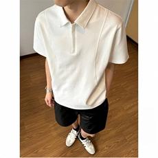 【网图】拉链polo衫短袖2025年夏季新款美式正肩T恤衫男TX216-P30，男装Polo衫，电商C213(原B265)