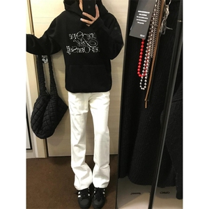 【有货】白色弯刀牛仔裤男美式vibe风裤子修身微喇裤807LL-特P35图片