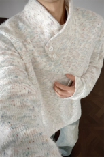 美式男士卫衣慵懒风彩点双层领外衣宽松休闲针织衫毛衣，男装针织衫/毛衣，电商B319