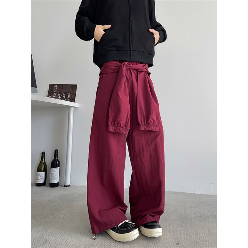 8XL-M 休闲裤男美式高街纯色绑带宽松跳舞直筒裤潮K9127P68控98图片