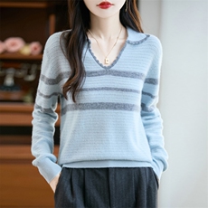 2025年秋季蜂窝半开领拼色开衫时尚百搭通勤简约休闲长袖，女装羊毛衫，三莲羊绒