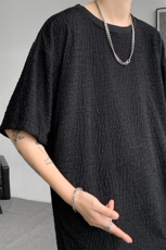 8XL-M特大码短T恤泡泡袖肌理感冰丝短袖衬衫上衣五分袖DX322P25，男装T恤，电商D206-1
