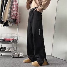 高街牛仔裤男韩版潮春季新款ins帅气2024裤脚拉链开衩RK1465-P53，男装牛仔裤，星座412-2