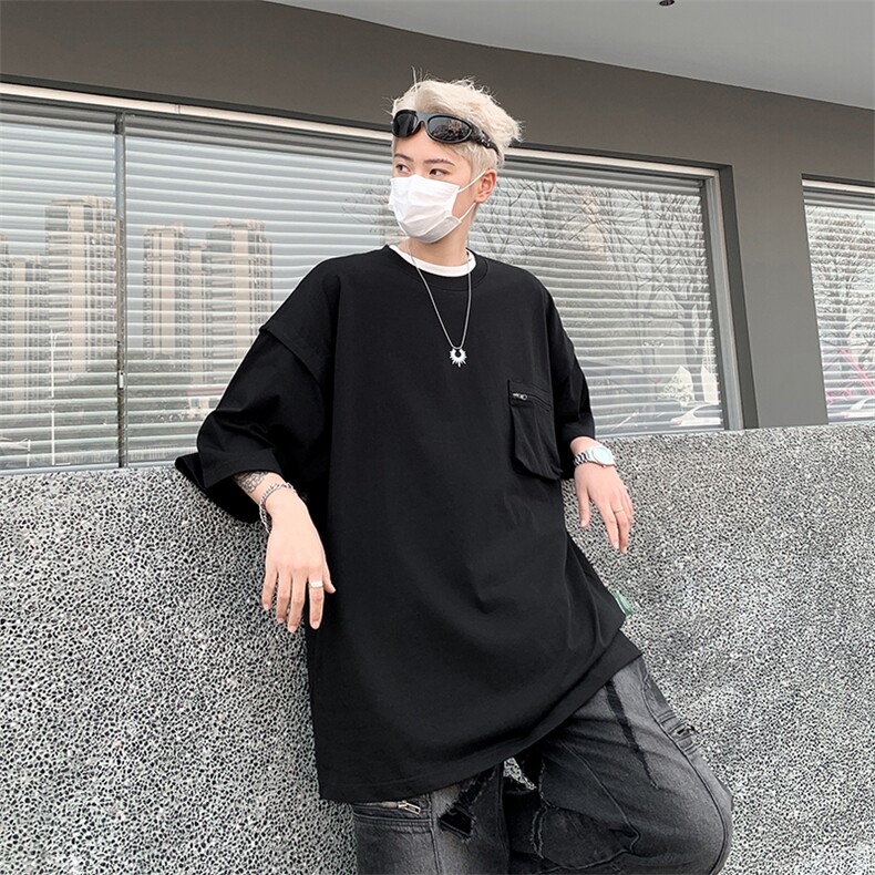 复古工装口袋短袖t恤男夏季新款宽松圆领半袖体恤衫,男装T恤,星座410-7