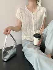 新款针织纯色无袖开衫时尚百搭有气质，女装针织衫/毛衣，锦弘羊绒