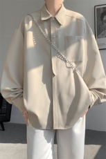 现货CS1118-特P362025秋季新款大皂风大码纯色百搭长袖衬衫外套，男装衬衫，电商A059