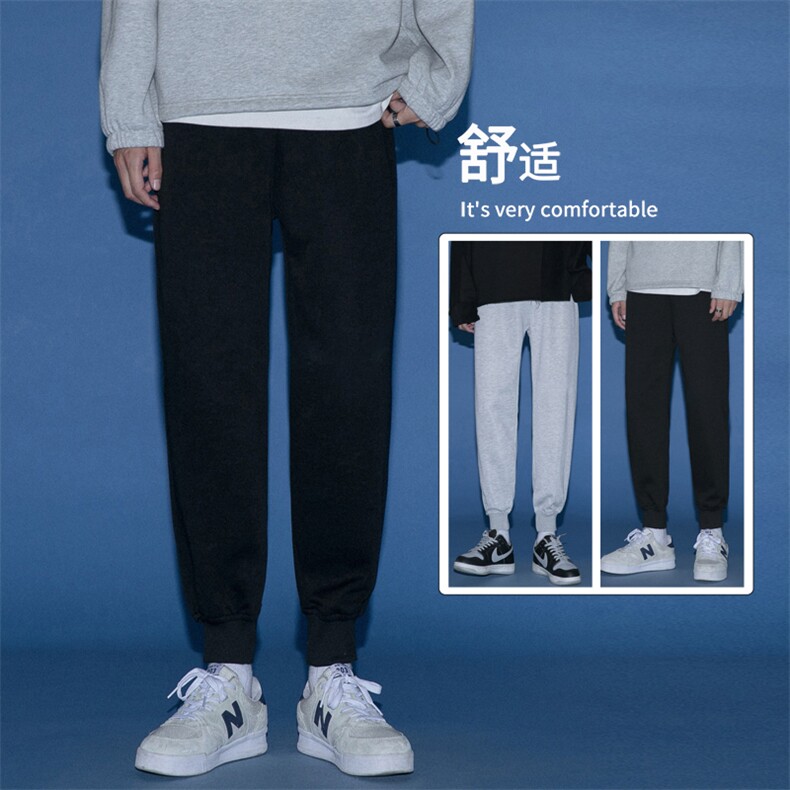 2023秋季男士运动裤纯色百搭直筒卫裤学生休闲束脚裤WK110P30，男装休闲裤，电商B220