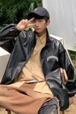 CityBoy鳄鱼纹皮衣男大码潮美式皮夹克男JK7815P90控128，男装夹克，星座226-1