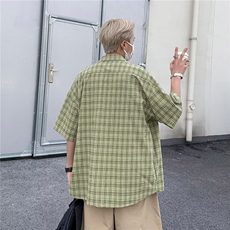 日系五分袖春夏季新款衬衫潮流慵懒男方领宽松型衬衫AC01P35，男装衬衫，星座1116-2