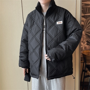 美式复古宽松保暖男生加厚情侣款冬季英伦立领棉服313B-NC359-P60图片