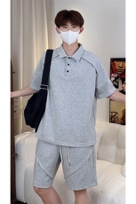 日系polo衫拼接T恤套装T3644上衣特P29控58/DK8615特P29控58，男装T恤，电商A007