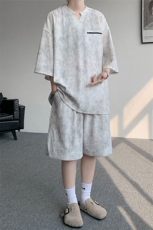 TZ791-特批55控98夏季冰感扎染冰丝速干大码短袖短裤T恤套装男，男装休闲套装，电商A059