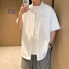 24年港风夏款工装纯色宽松短袖衬衫男CS111P35，男装衬衫，星座1204-3