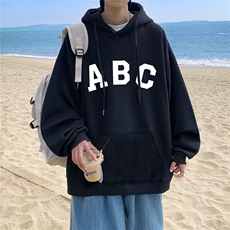 ！秋季重磅宽松大码港风ABC英文印花连帽卫衣LW53-特p35，男装卫衣，星座508（原C305）