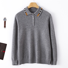 男秋季纯色休闲舒适POLO衫简约百搭长袖针织衫品质修身显瘦，男装Polo衫，端硕羊绒