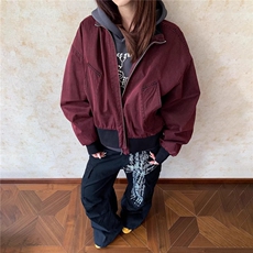 美式复古撞色立领飞行夹克男女水洗短宽百搭外套AF828-P70，男装夹克，星座208-5