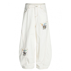 白色高腰弯刀牛仔裤女夏季高街设计感宽松显瘦阔腿裤N2519，男装牛仔裤，星座1116A（原606A-3）