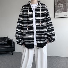 8XL-M潮情侣美式磨毛编织条纹针织衫卫衣宽松拉链外套WY30P88，男装针织衫/毛衣，电商D206-1