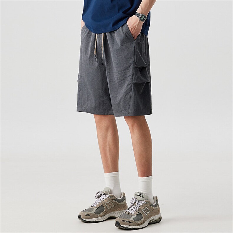 D15青年男士夏季休闲运动五分短裤夏季中裤P42灰绿，男装牛仔裤，星座1615-1