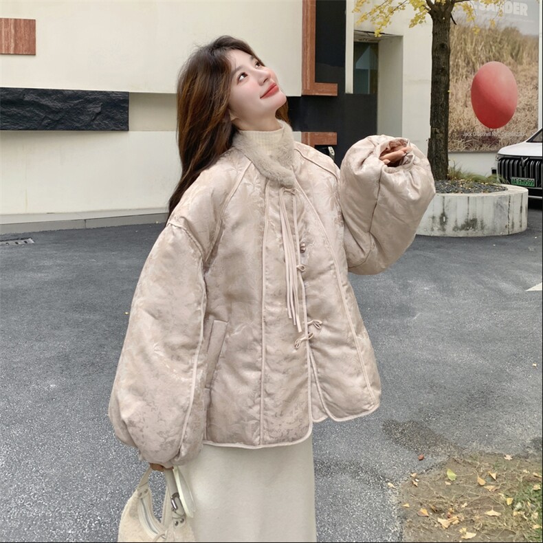 新中式国风提花羽绒服女2025冬季新款小个子洋气加厚90白鸭绒外套,女装羽绒服,2C032