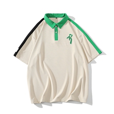 夏上新纯色清新翻领Polo衫拼接牙刷绣半袖T恤男女626-P35控价58，男装Polo衫，电商A441