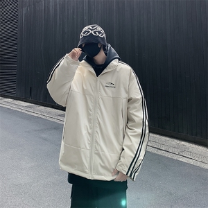 潮美式织带棉服冬季宽松加厚男女款立领上衣M065-P83图片