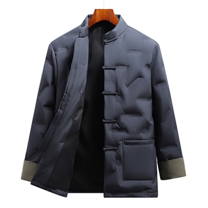 9366^ 羽绒服唐装男士风中式盘扣棉衣袄外套图片