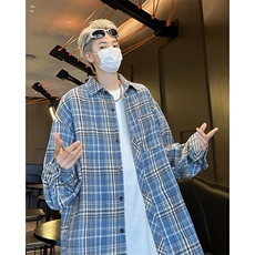 格子衬衫男士长袖韩版潮流宽松百搭2025春季ins新款外套CY958-P33，男装衬衫，星座412-3