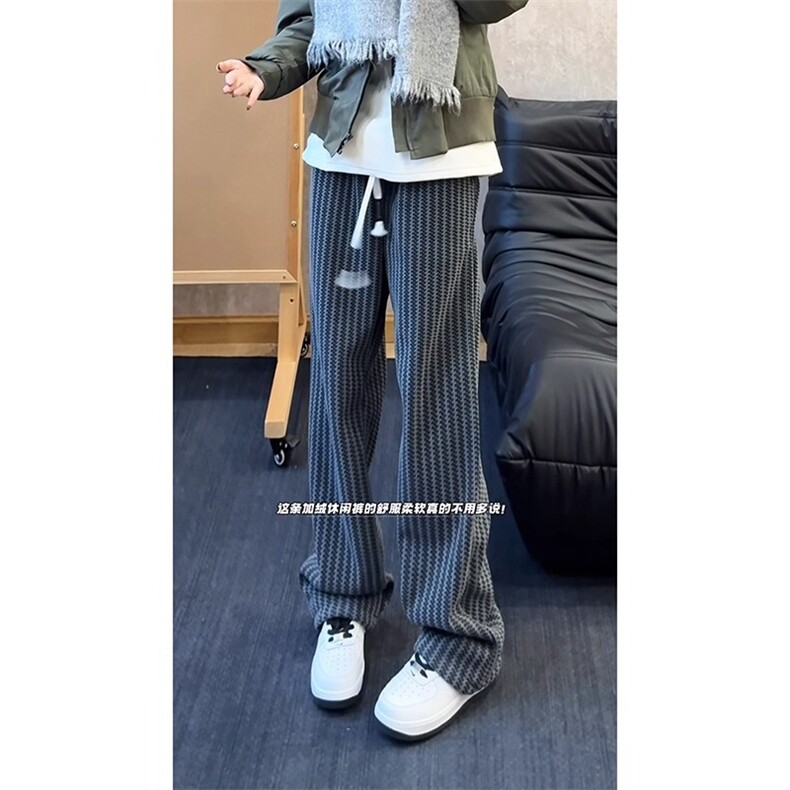 美式cleanfit鱼骨纹垂感裤子男秋季小香风条纹裤子褶皱慵懒休闲裤,男装休闲裤,星座506A
