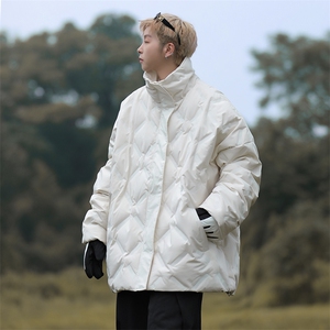 F53-P90 2024新款冬季菱形格棉服男款美式高街潮牌立领棉衣外套图片