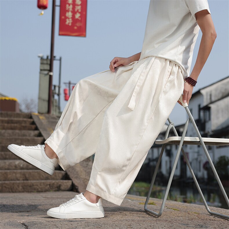 2025春夏新款风提花休闲裤男士宽松大码阔腿哈伦裤K2509-P75,男装休闲裤,电商A008