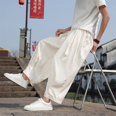 2025春夏新款风提花休闲裤男士宽松大码阔腿哈伦裤K2509-P75，男装休闲裤，电商A008