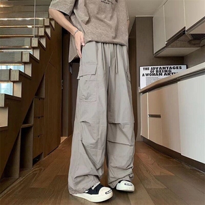 纯色宽松型工装裤潮牌美式工装伞兵裤男款直筒休闲束脚A609/P50图片