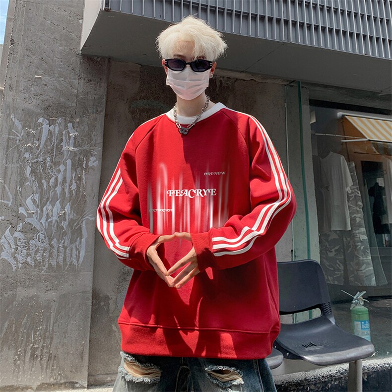 抖音得物高品质重磅全棉二开支持退换360克宽松织带圆领卫衣0502,男装卫衣,电商A486
