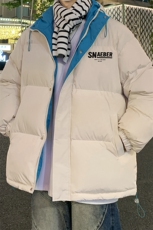 夜景休闲字母印花百搭宽松保暖连帽棉服A247-MY163特批95控158，男装棉衣，电商A247