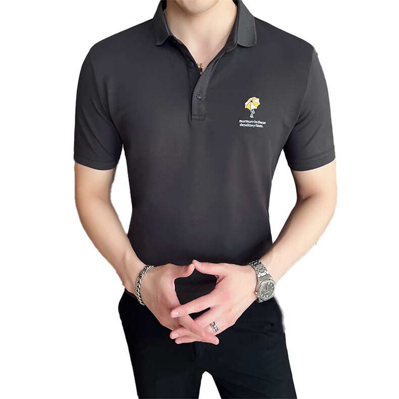 2024夏季新款英伦风高品质修身刺绣POLO衫冰丝短袖T恤男D230-p48,男装T恤,电商D303