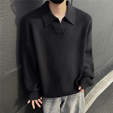 2025秋冬美式纯色POLO衫毛衣翻领针织衫高街A025-M17007-P65，男装针织衫/毛衣，电商A025