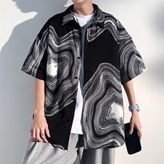 特批25无差价2023潮垂感衬衣男短袖冰丝夏季翻领沙滩半袖衬衫C846，男装衬衫，电商A001-1