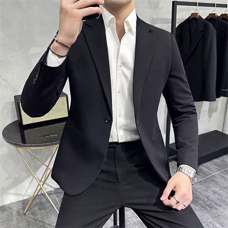 2025新款春秋百搭商务正装修身时尚西服单西A415-8660-P168-控258,男装西服,电商A355（原A415）