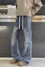 现货秋季新款高街工装牛仔裤男潮牌水洗微喇裤子-A2189TP48控78，男装牛仔裤，电商B241
