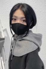 针织连帽脖套女秋冬季加绒加厚骑车防风护颈帽子，围巾，九月九羊绒