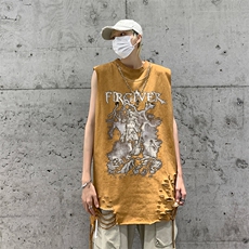 美式背心/坎肩夏季圆领暗黑系印花重磅无袖T恤B239-1255-P48，男装背心/马甲，星座514-2(原B239)