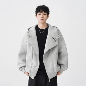 XZ0572-P60复古双拉链卫衣外套男女春秋连帽衫宽松百搭开衫上衣图片